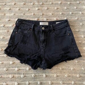 Black high waisted jean festival shorts size 25